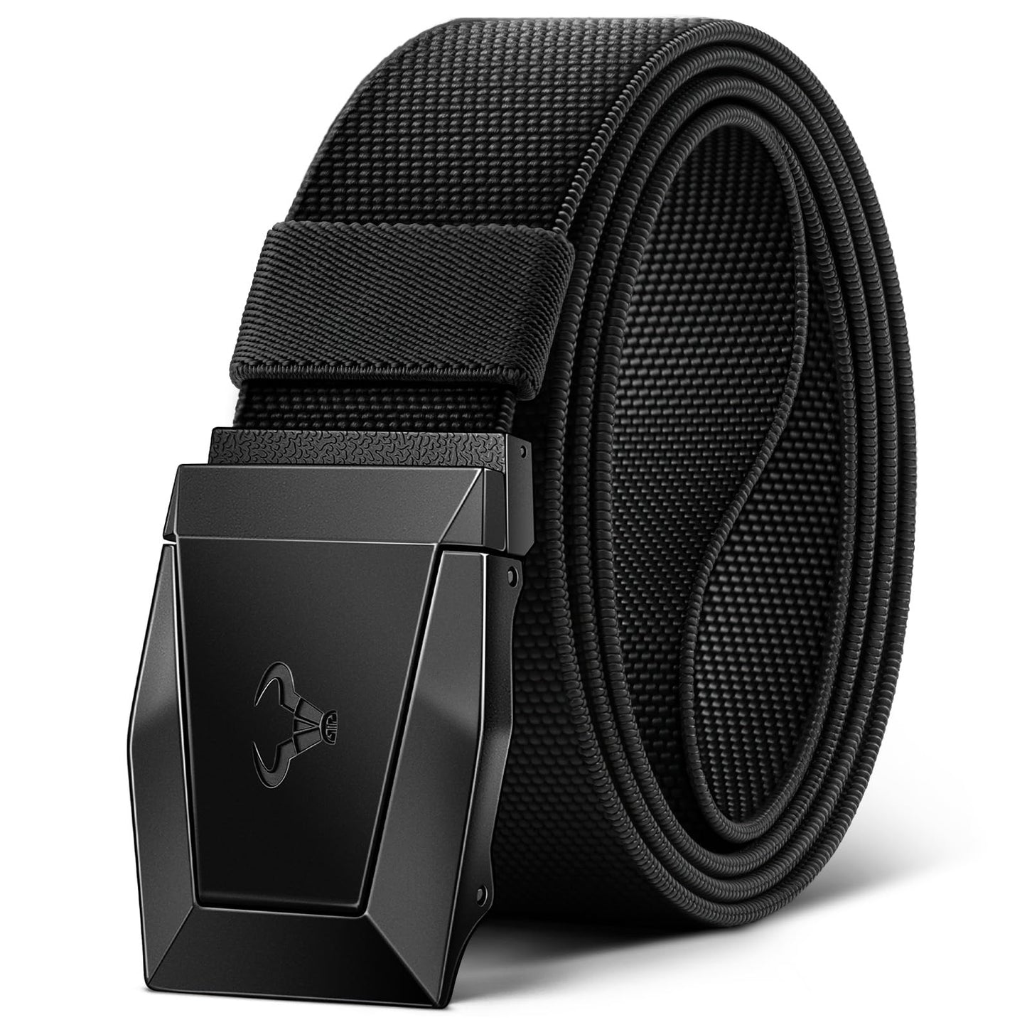 BULLIANT Men Tractical Belt,Stretch Western Rigger Web Belt For Cowboy Military Heavy Duty Hiking Hunting 1.5"-Cut For Fit(Black,28"-34" Waist Adjustable)