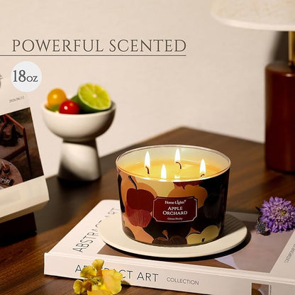 HomeLights Soy Wax Candles for Home Scented, 4-Wick Candles in Apple Orchard Scented, Aromatherapy Candles Gift for Parties, Relaxing, Eclectic Mixed Styles, 18oz