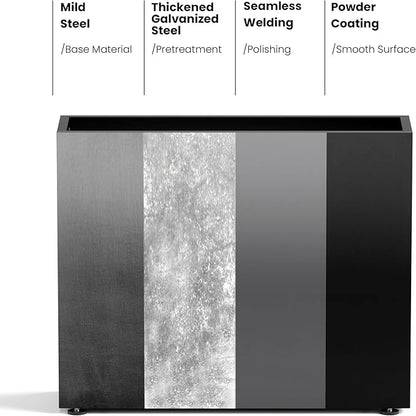 GSK Black Metal Planter Box Sturdy Rectangular Plant Trough 38" L x 10" W x 30" H Insert with Drainage Hole Easy Assembly Indoor Outdoor Sapce Separation Patio Balcony Deck Garden