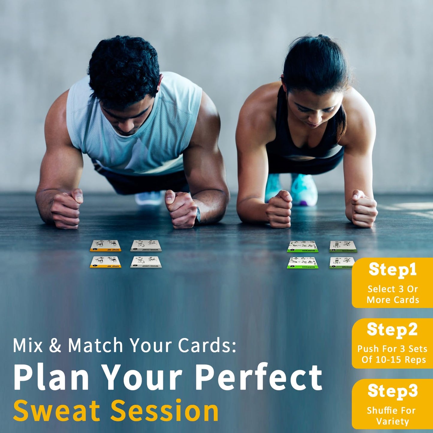 ELAORY Half Balance Ball Workout Cards, 62 Exercises Cards Deck Large Size 5" x 3.5" Fitness Cards for Women & Men, Beginner Fitness Guide to Training Exercises at Home or Gym