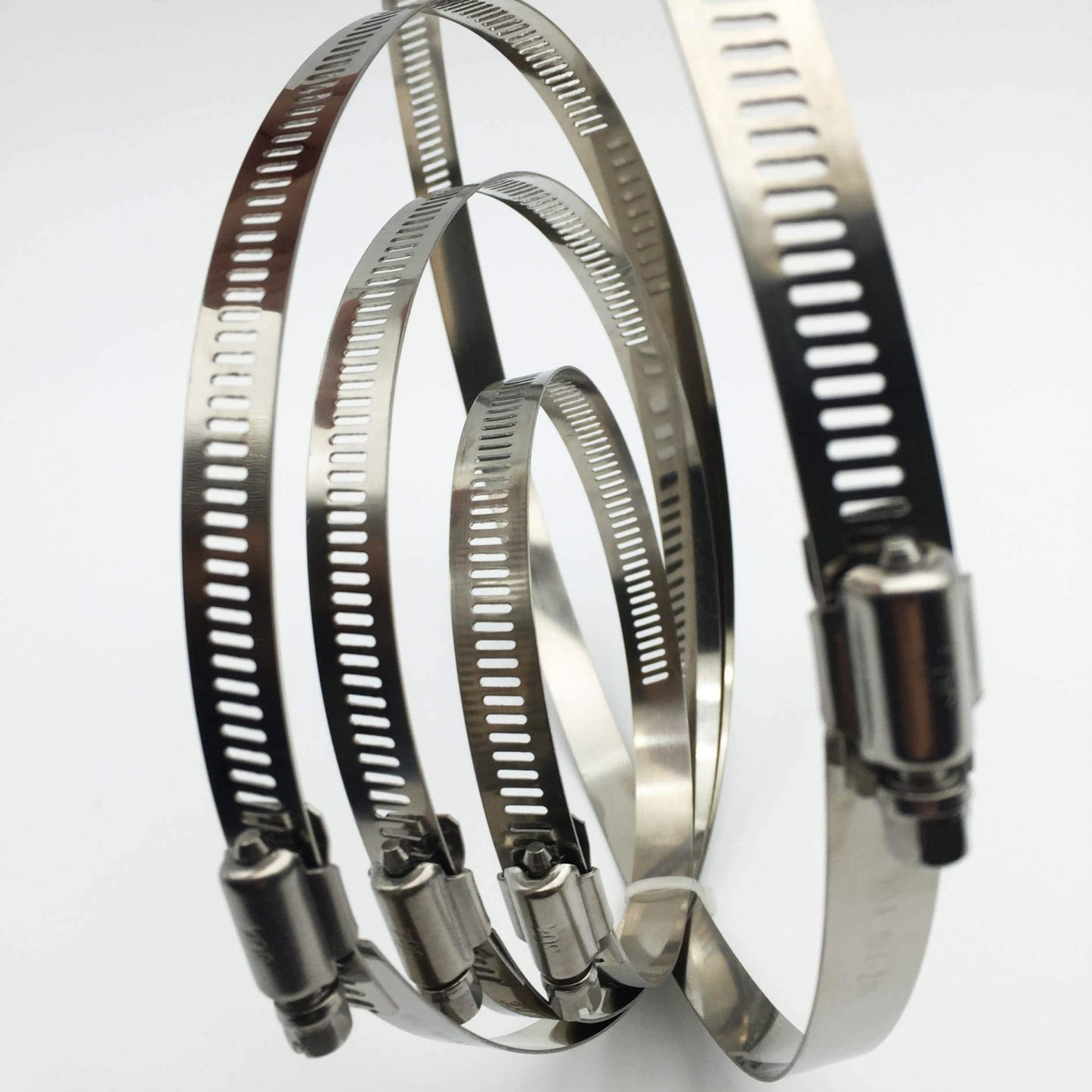 EesTeck 4" (Diameter) Adjustable 304 Stainless Steel Duct Clamps Hose Clamp Pipe Clamp Air Ducting Clamp worm drive hose clamps (4Pcs, 91mm-114mm)
