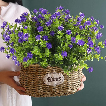 12 Bundles Artificial Flowers Faux Outdoor Plastic Plants UV Resistant Shrubs,Artificial Plants Outdoor Decorations for Patio Outdoor Fake Plants Spring Decorations for Home Front Porch Decor(Purple)