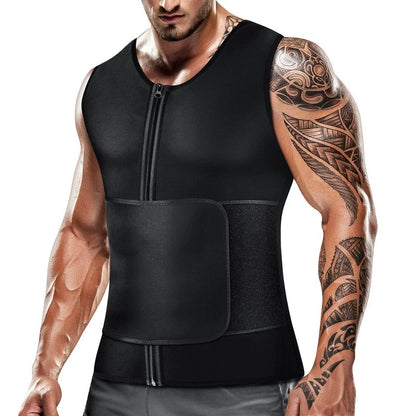 Cimkiz Mens Sweat Sauna Vest for Waist Trainer Zipper Neoprene Tank Top, Adjustable Sauna Workout Zipper Suit (Black, 5X-Large)