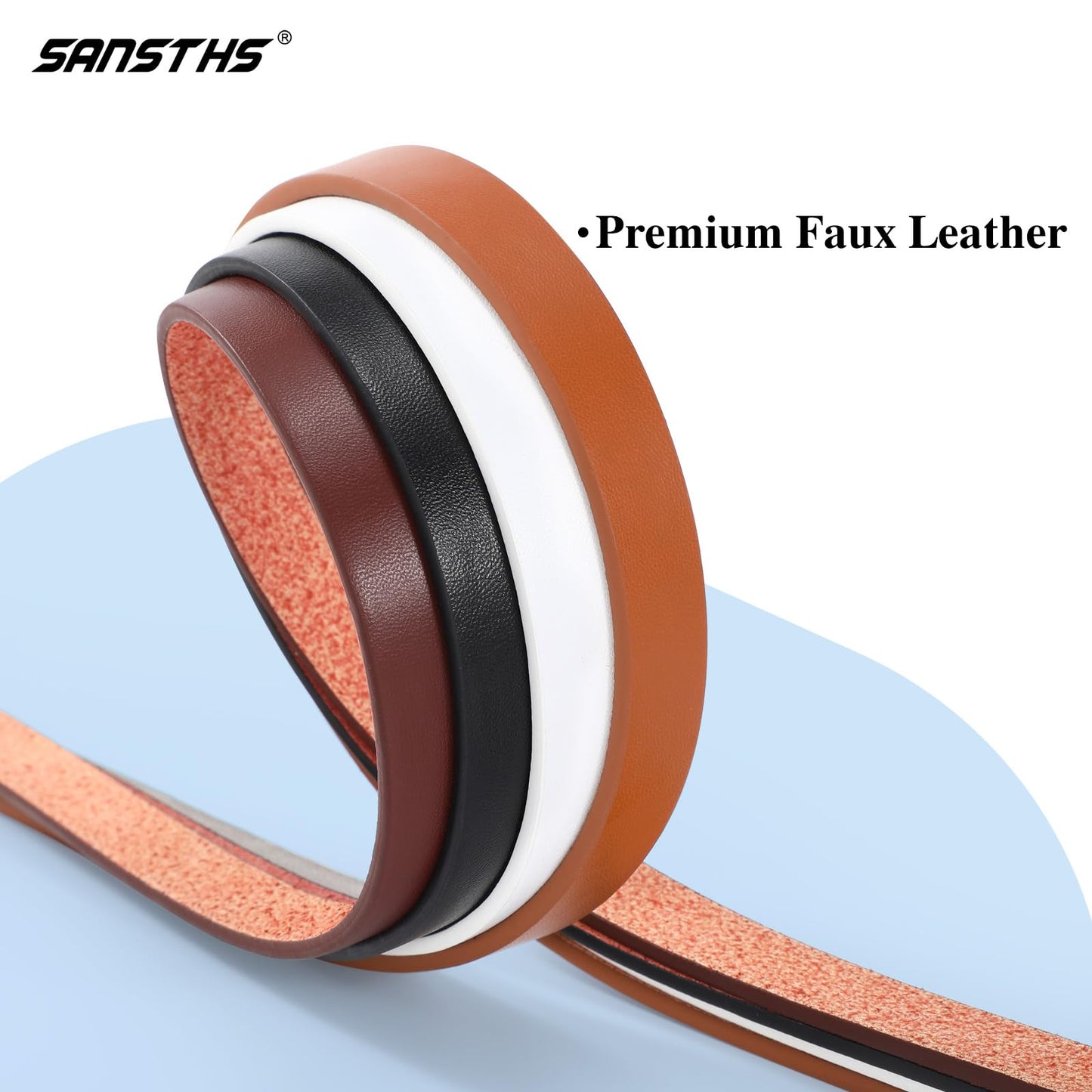 SANSTHS 4 Pack Women Thin Belts for Jeans Dresses Coats Skinny Women Belt with Gold Alloy Buckle, Black+White+Coffee+Brown M