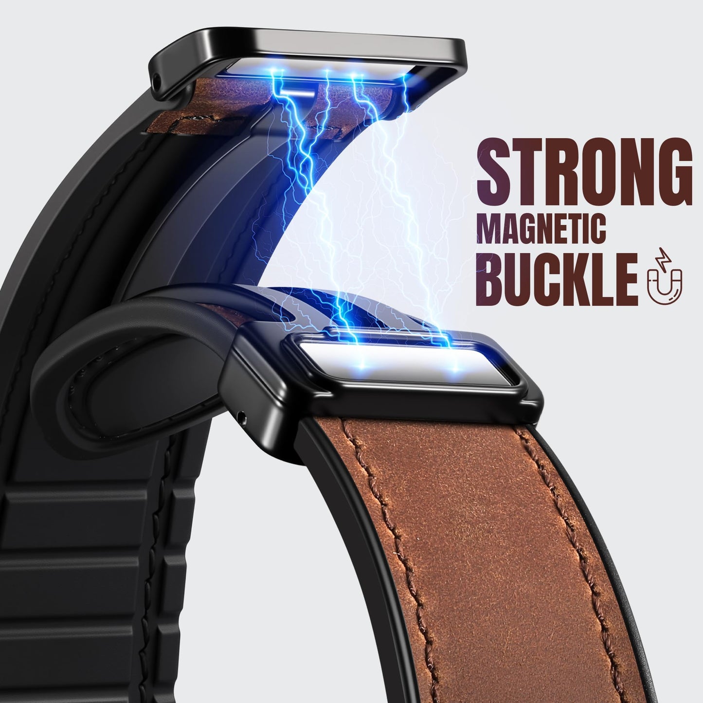 Charlam Magnetic Leather Bands Compatible with Samsung Galaxy Watch 7 Band 6 5 4 FE Active 2 40mm 44mm/Watch 6/4 Classic/Watch 5 Pro/3, 20mm Genuine Leather Straps for Samsung Watch Bands Men Women