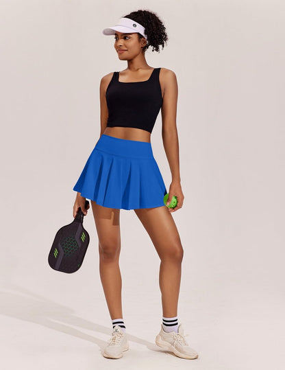 PINSPARK Golf Skorts for Women with Pockets Pleated Tennis Skirt Tummy Control Lightweight Pickleball Outfits, Royal Blue Large