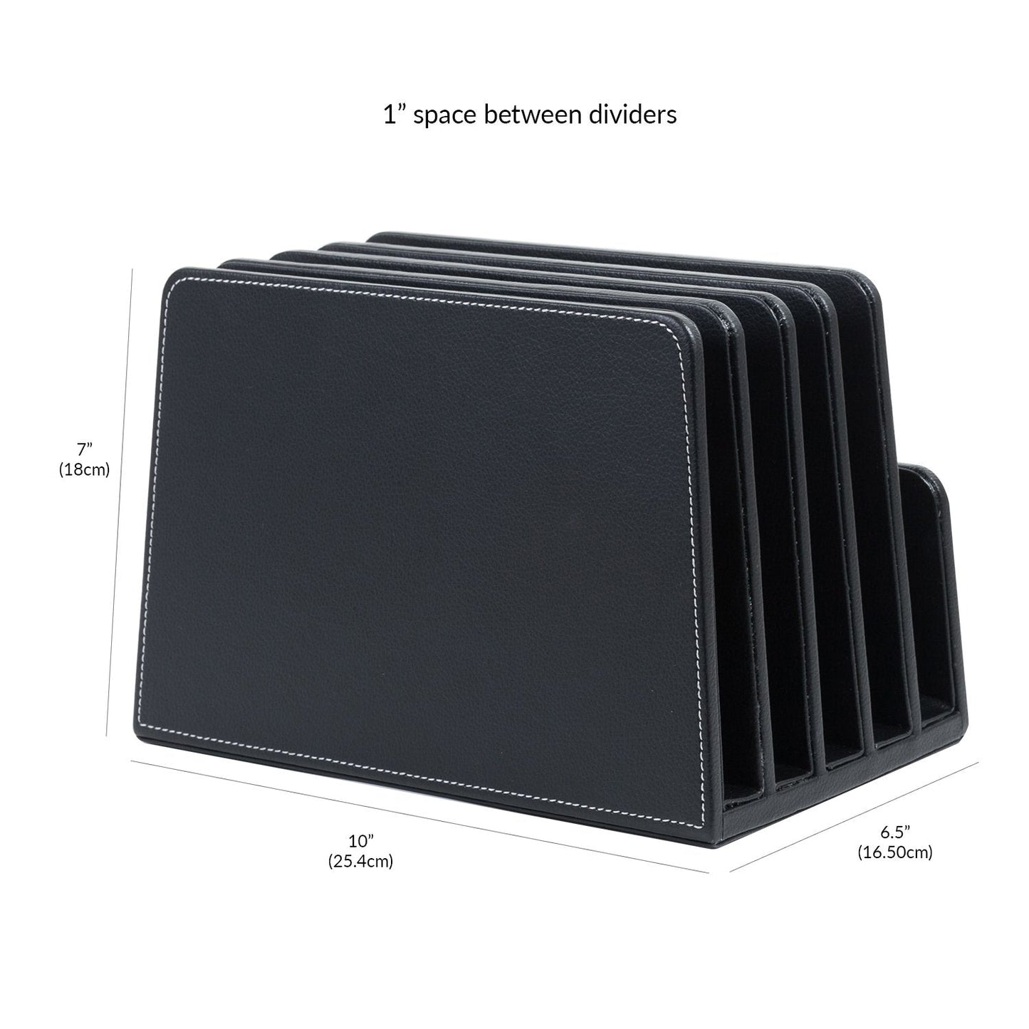 MobileVision Executive Black Desktop File Folder Organizer and Paper Tray, 5 Slot Dividers