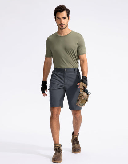 Pudolla Men's Hiking Cargo Shorts 9" Lightweight Outdoor Work Shorts for Men Travel Golf Camping Casual with 5 Zipper Pockets(Deep Grey Small)