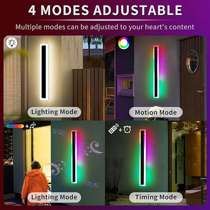 Mikeru 2pack 47.2inch Long LED Wall Light Fixtures, RGB Modern Outdoor Wall Sconce 10%-100% Dimmable Smart Outdoor Light Fixtures Wall Mount Featuring Multiple Modes and 12 Colors for Patio Entryway
