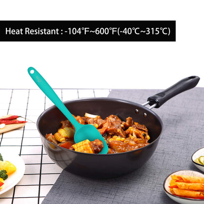 HOTEC Heat Resistant 600℉ Food Grade Silicone Rubber Spatula Set for Baking, Cooking, and Mixing Non Stick Dishwasher Safe BPA-Free Multicolor Set of 5