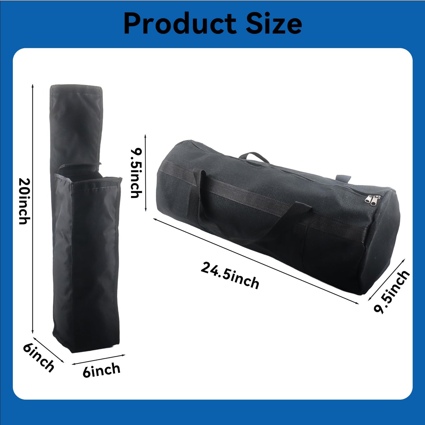 Klmnop 2 Pcs Grill Utensil Storage Bag, 24 "Thick Canvas Grill Accessory Storage Bag with Handle and Waterproof Oxford BBQ Tool Bag for Camping Hiking Barbecue(Black)