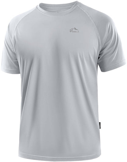 Pudolla Men's Rashguard Swim Shirts Short Sleeve UPF 50+ UV Fishing Shirts Quick Dry Water Beach Shirt(Light Grey M)