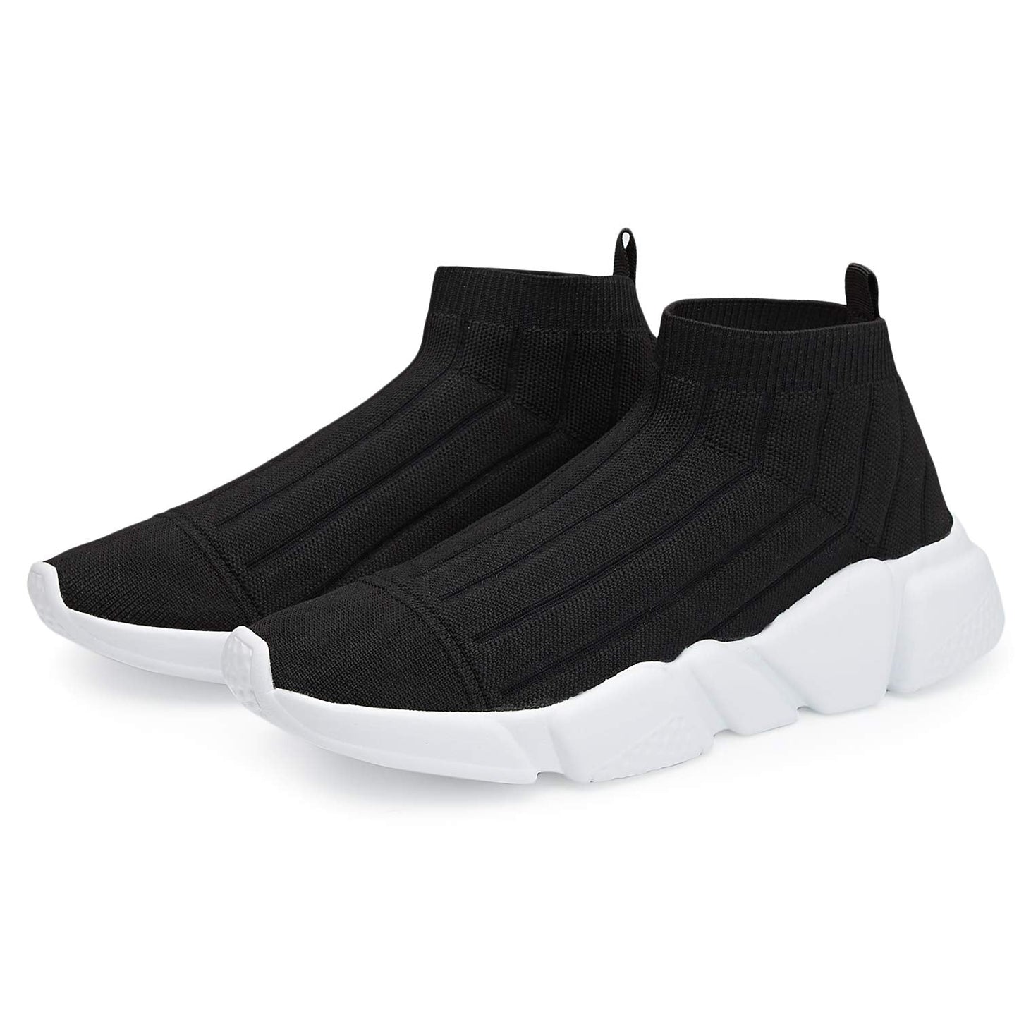 Casbeam Men's Running Knit Comfortable Lightweight Breathable Casual Sports Shoes Fashion Sneakers Slip-On Walking Shoes Black Size 11