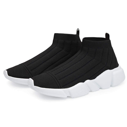 Casbeam Men's Running Knit Comfortable Lightweight Breathable Casual Sports Shoes Fashion Sneakers Slip-On Walking Shoes Black Size 11