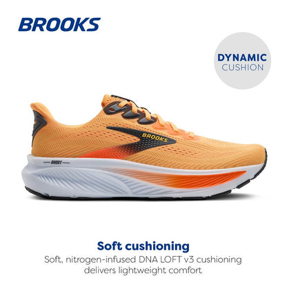Brooks Men’s Ghost 17 Neutral Running Shoe - Blazing Orange/Yellow/Ebony - 10 Medium