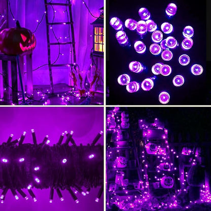 Purple Halloween Lights, 200 LED 66 ft Outdoor Halloween String Lights, 8 Modes Waterproof Decorative LED Purple Fairy Lights for Home Yard Patio Wedding Room Party Decoration