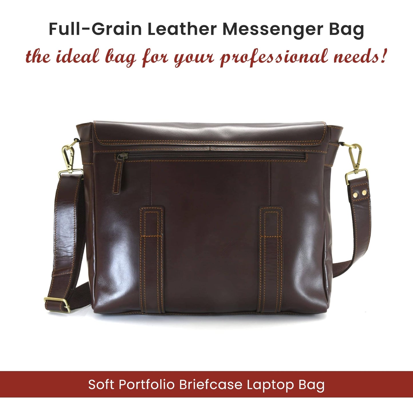 Style N Craft Messenger Bag, Full-Grain Leather Soft Briefcase Laptop Bag for Men and Women, Dark Brown (392005)