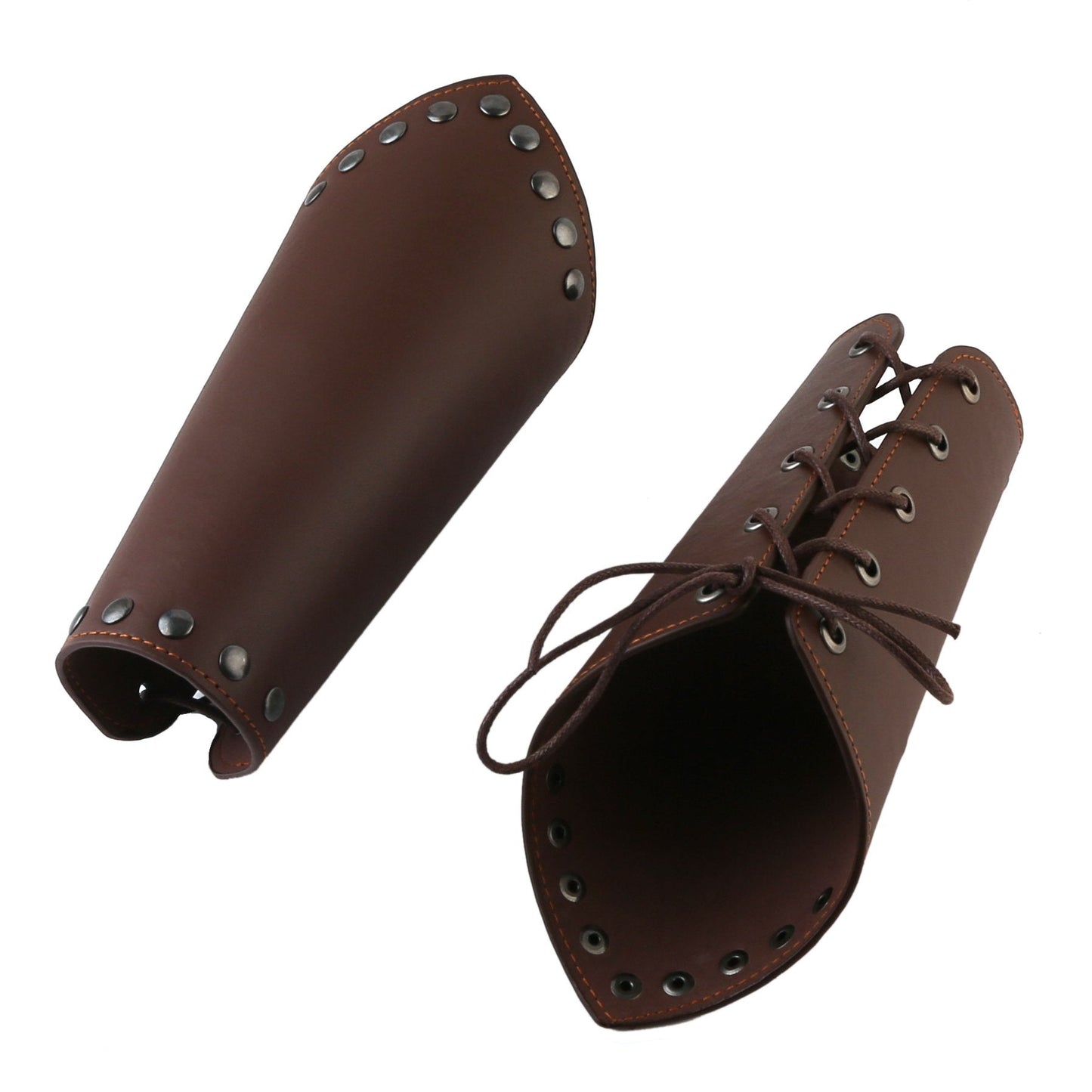 HZMAN Faux Leather Arm Guards - Medieval Cross Bracers - One Size (Brown)