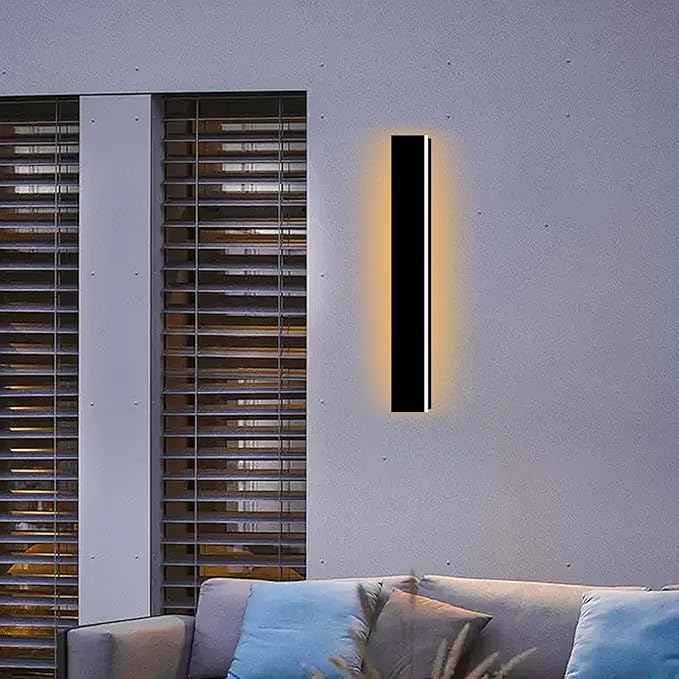 24 Inch Modern Outdoor Wall Light 2700-65000K/3CCT Dimmable Outdoor Wall Sconce IP65 Waterproof Long Wall Light with Remote Control Linear Exterior Outside Wall Lights for Garage House