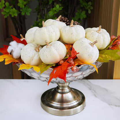 Winlyn 12 Pcs Small Artificial Cream Pumpkins Decorative Pumpkins Foam Pumpkins for Fall Harvest Wedding Baby Shower Thanksgiving Halloween Table Centerpiece Mantel Bowl Décor