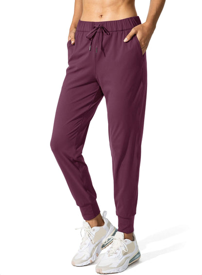 SANTINY Women's Joggers Pants Pockets Drawstring Running Sweatpants for Women Lounge Workout Jogging(Burgundy_XXL)
