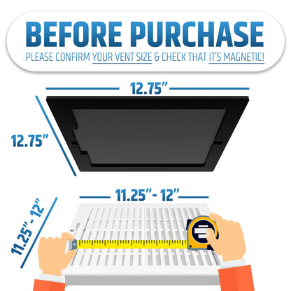 Powerful Magnetic Vent Covers (2-Pack) that Will Never Fall Off (Upgraded Design) - for Sealing Floor/Wall/Ceiling Registers of Width 11.25" to 12", Length 11.25" to 12" | Vent Not Included | White