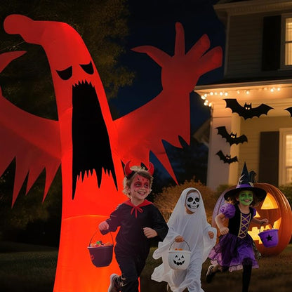 Halloween Inflatable Ghost Decoration, LED Color Changing Lights, Outdoor Yard Decor with Wings (12FT Giant White Ghost)