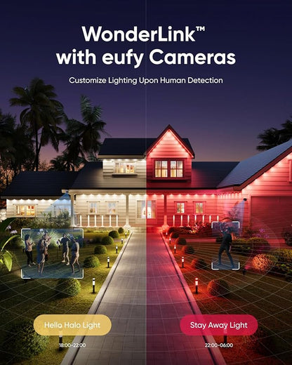 eufy Permanent Outdoor Lights E22, 50ft with 30 Triple-LED Lights, Smart RGBWW for Christmas, Daily and Holiday, IP67 Waterproof, AI Lighting Themes for Christmas Decorations, Links with Cameras