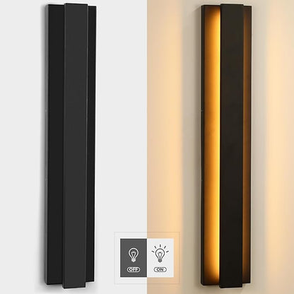 LamQee 31.5 Inch Long Outdoor Wall Lights Modern Exterior Lighting Fixtures, 3000K 24W LED Linear Outdoor Wall Sconce, Contemporary Matte Black Outside Wall Mount Lights for House Garage Porch Patio