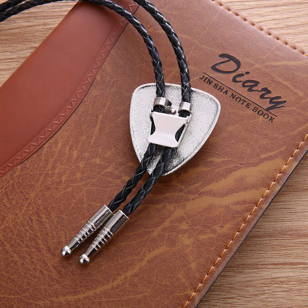 KDG Triangle Nature Agate Shape Bolo Tie Western Cowboy Celtic Black Stone Necktie For Men