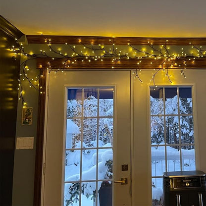 2Pcs Enchanted Willow Vine Lights with Remote, Christmas Swags Decorations Indoor Room Decor, 18 Branches 144 LEDs Lighted Willow Vine Lights for Walls Bedroom Home Decor