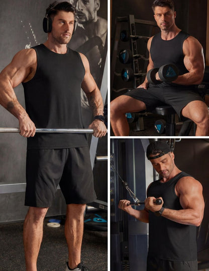 COOFANDY Men's Muscle Tank Tops Workout Gym Sleeveless Shirts for Men Quick Dry UPF 50+ Running Athletic Beach Swim T Shirt Black