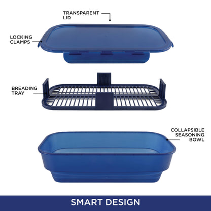 COOK WITH COLOR Collapsible Batter Bowl - Mess Free Breading Shaker Container - Great for Fried Fish, Fried Chicken, Onion Rings, Wings & More, Cream