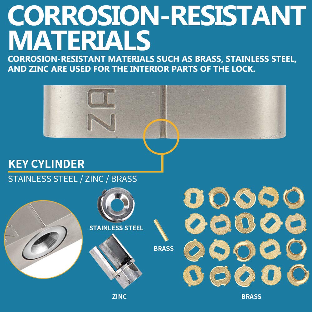 Zarker J45S keyed Padlock, Heavy Duty Stainless Steel Shackle Lock, 3 Keys, Waterproof and Rustproof Storage, Warehouses, Garage, Outdoors, 1-Pack