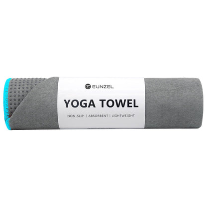 Eunzel Hot Yoga Towel - Microfiber Non Slip Yoga Mat Towel with Grip Dot Sweat Absorbent Towel for Hot Yoga, Pilates and Fitness 72" x 24", Dark Cyan/Orange