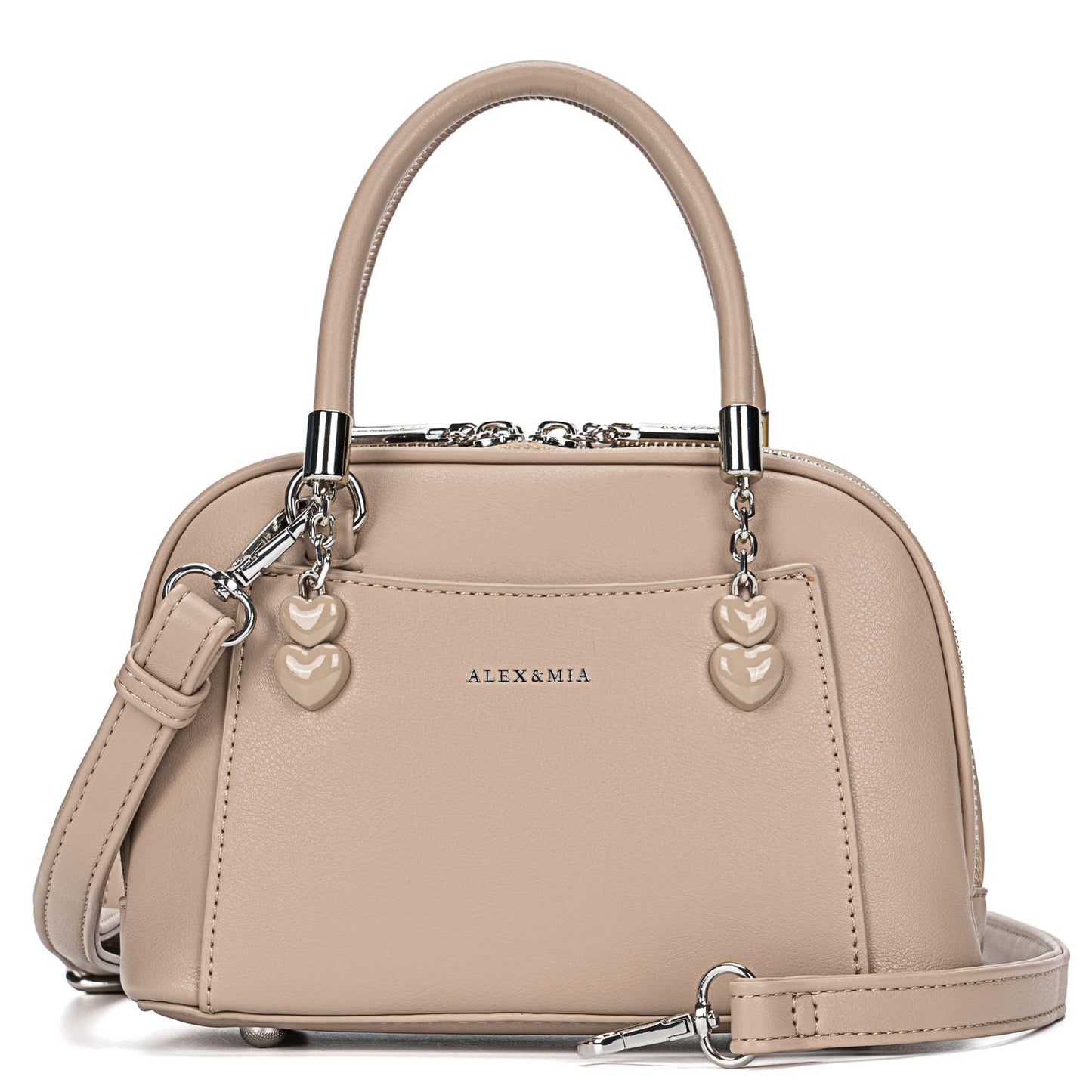 ALEX&MIA Charming Crossbody Mini Purse for Women, Small Top Handle Bag with Heart-Shaped Detail & Dome Structure, Perfect for Casual Daily Use