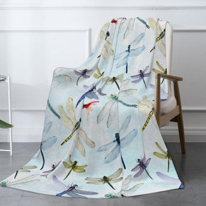 Majoug Dragonfly Throw Blanket Flannel Fleece Bed Blankets Lightweight Cozy Plush Blanket for Bedroom Living Sofa Car 50"x40"