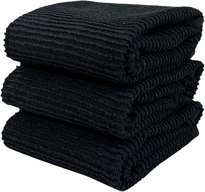 Serafina Home Oversized Solid Color Black Kitchen Dish Towels: 100% Cotton