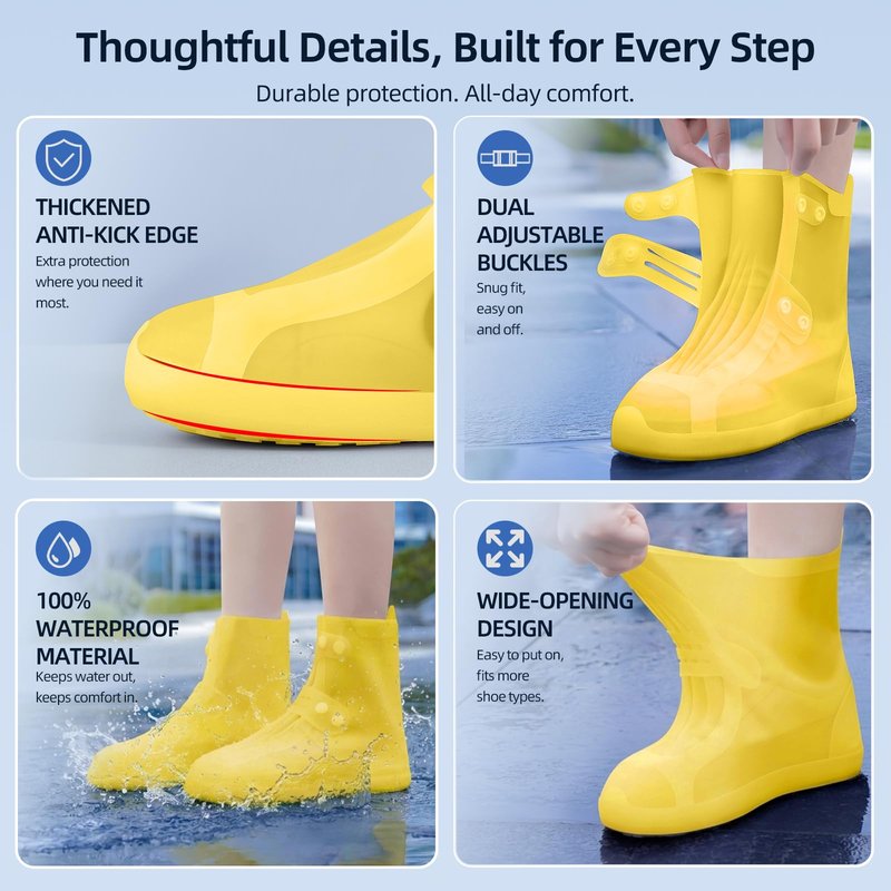 Waterproof Shoe Covers Non-Slip Rain Shoe Covers Reusable Silicone Shoes Covers For Rain Resistant Rain Boots For Men Women Outdoor Overshoes Protection