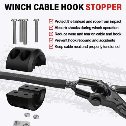 HOKINETY Synthetic Winch Rope Kit - 1/4" x 50' 10000 lbs Synthetic Winch Cable for ATV UTV Off-Road Vehicles with Forged Hook, Rubber Stopper, Protective Sleeve and Safety Pull Strap - Grey