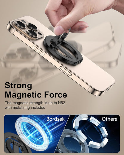 MagSafe Phone Grip Holder Dual-Sided Magnetic Finger Ring Adjustable Kickstand Loop for iPhone 17/16 Pro Max/15 Plus/14 Pro/13 Mini/12, Samsung, Magnet Phone Stand Grip Compatible with Mag Car Mounts