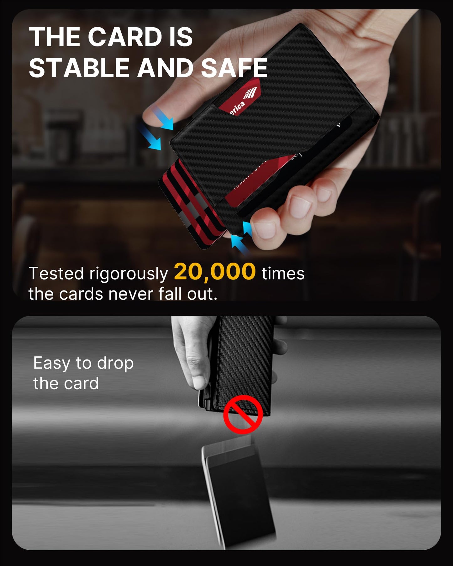 typecase Wallet for Men: Rfid-blocking with Money Clip Slim Leather Bifold Wallet ID Window Smart Pop Up Card Case Hold 9-13 Cards Front Pocket Wallet with Gift Box (Carbon Fiber Black)