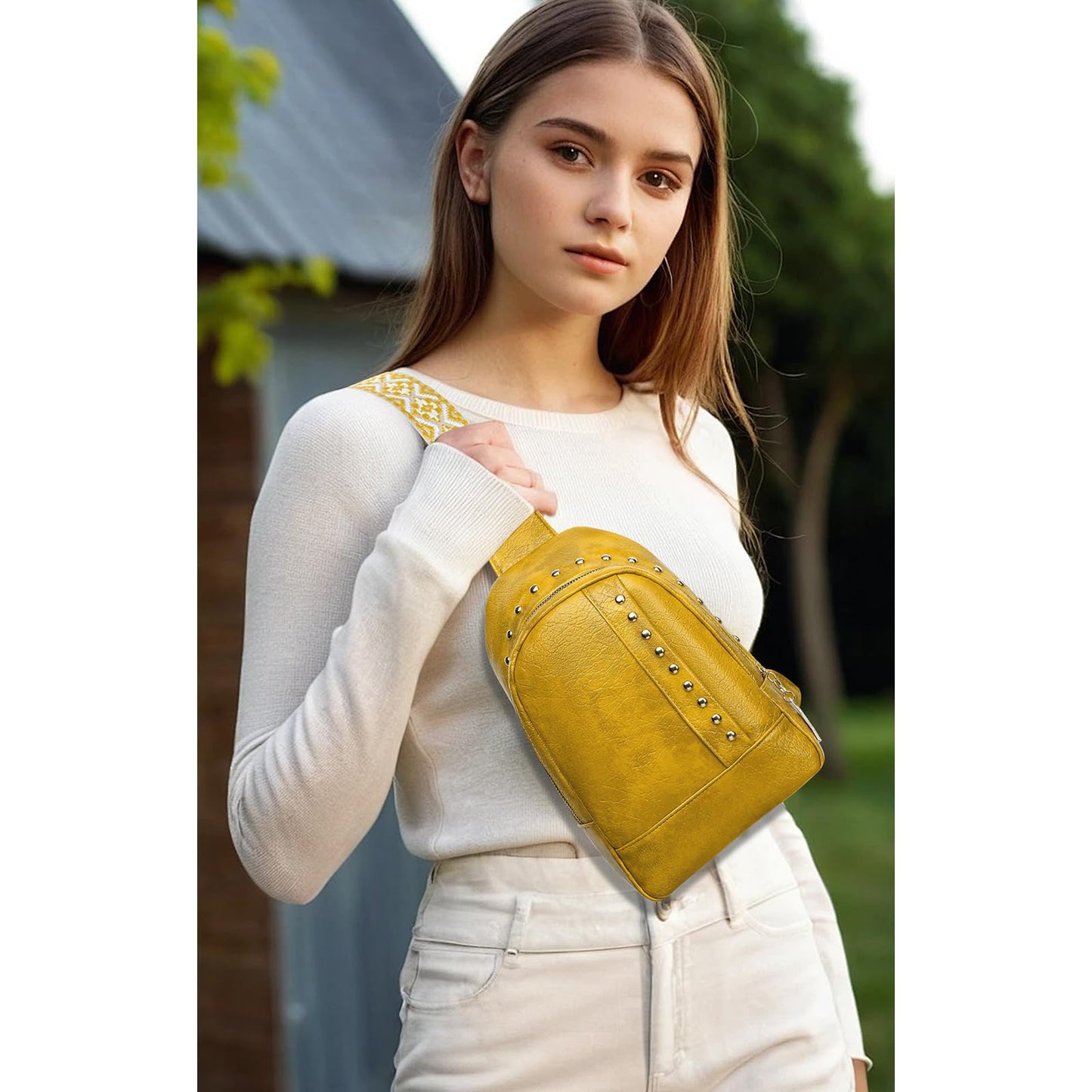 FALAN MULE Crossbody Bag for Women Pu Leather Sling Bags Fanny Pack Chest Bag