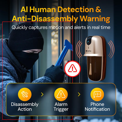 Doorbell Camera Wireless Video Doorbell with Chime, AI Motion Detection Doorbells with 2.4/ 5Ghz WiFi,Solar Assist Battery, HDR Night Vision,Long Distance 2-Way Talk, Local/AWS Cloud Storage