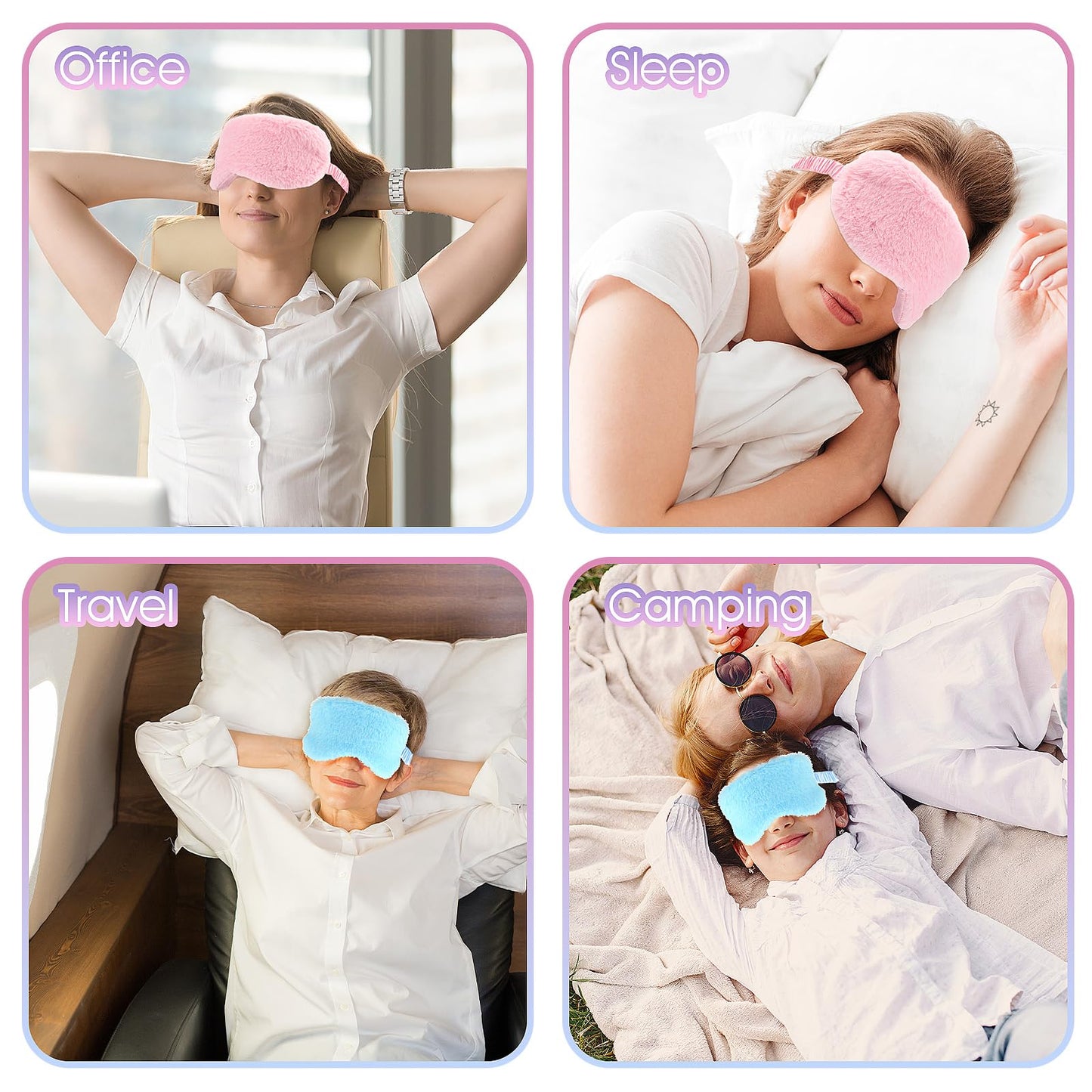 2 Pack Plush Sleeping Eye Mask Soft Plush Eye Mask Fuffy Eye Cover Comfortable Sleep Mask Blindfold Rainbow Faux Fur Eye Shade for Women, Men and Kids Travel Nap Sleeping 565488_2_3pL1H9vJ3