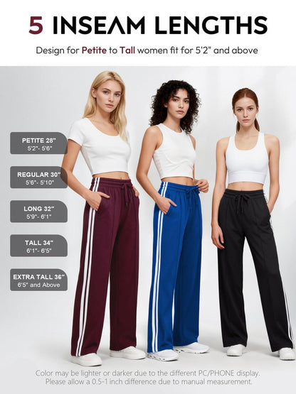 Tapata Women's 30" Inseam Track Pants Elastic Waistband Y2K with Zipper Pockets Dance Studio Sweatpants, Pink, M