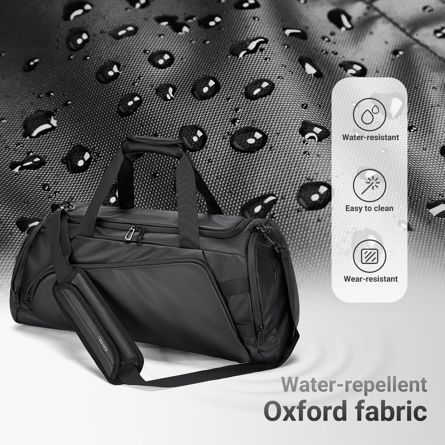 reeyee 40L Convertible Gym Duffel Bag Backpack, Water Repellent Sports Travel Bag with Shoe Compartment, Wet Pocket & Insulated Cooler, 3-in-1 Weekender Carry On Bag for Men Women