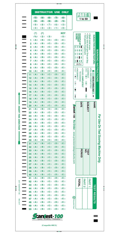 SCANTEST-100, 882-E Compatible Answer Sheet 50 Pack