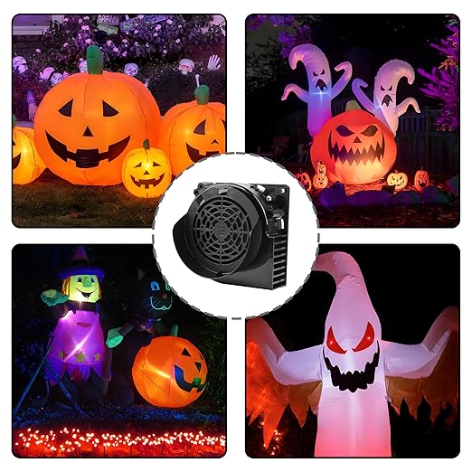 Inflatable Replacement Fan Blower - 12V 1.0A Blower with 12V 1.5A Adapter and 3 LED Lights for Halloween Party Yard Garden Lawn Decorations