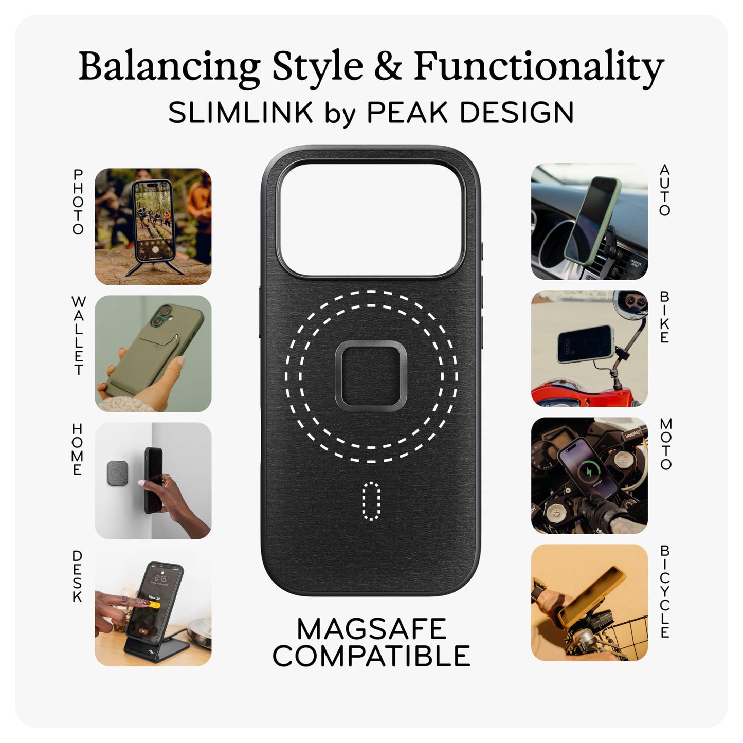 Peak Design Mobile Everyday Phone Case for iPhone 17 Pro, Charcoal, Slim Profile, Drop Protection, Weatherproof Fabric Shell, SlimLink Connects to Mobile Mounts & Gear Tan